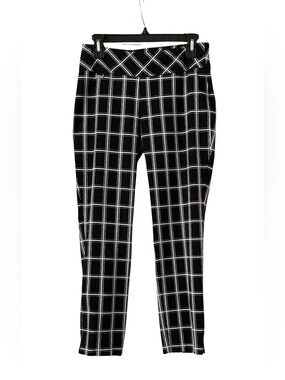 Peck & Peck Black and White Windowpane Petite Pants